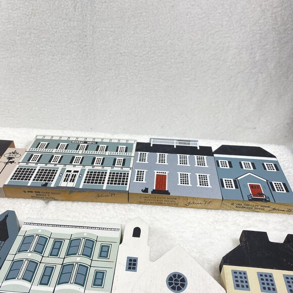 Vintage The Cats Meow Village Lot 80's-90's Wooden House Town Buildings 23-Piece - Picture 8 of 16